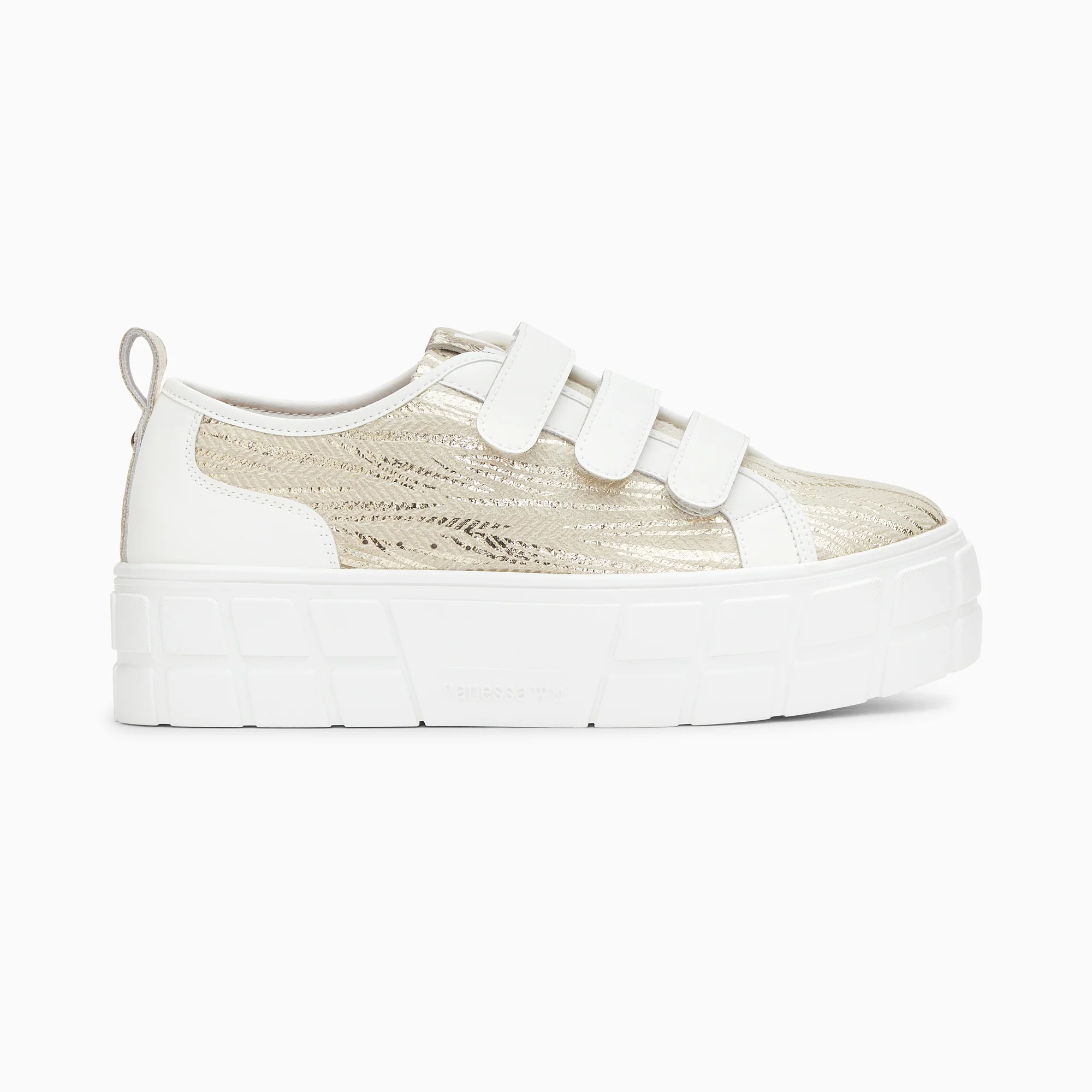 Sneakers-Baskets Bridget beige et or zébré à plateforme
