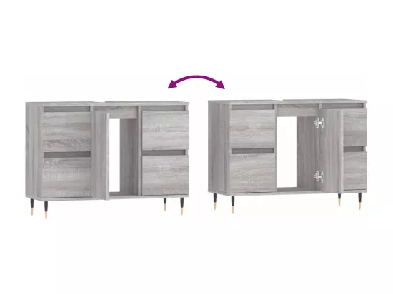 Armoire salle de bain sonoma gris 80x33x60 cm bois d'ingénierie