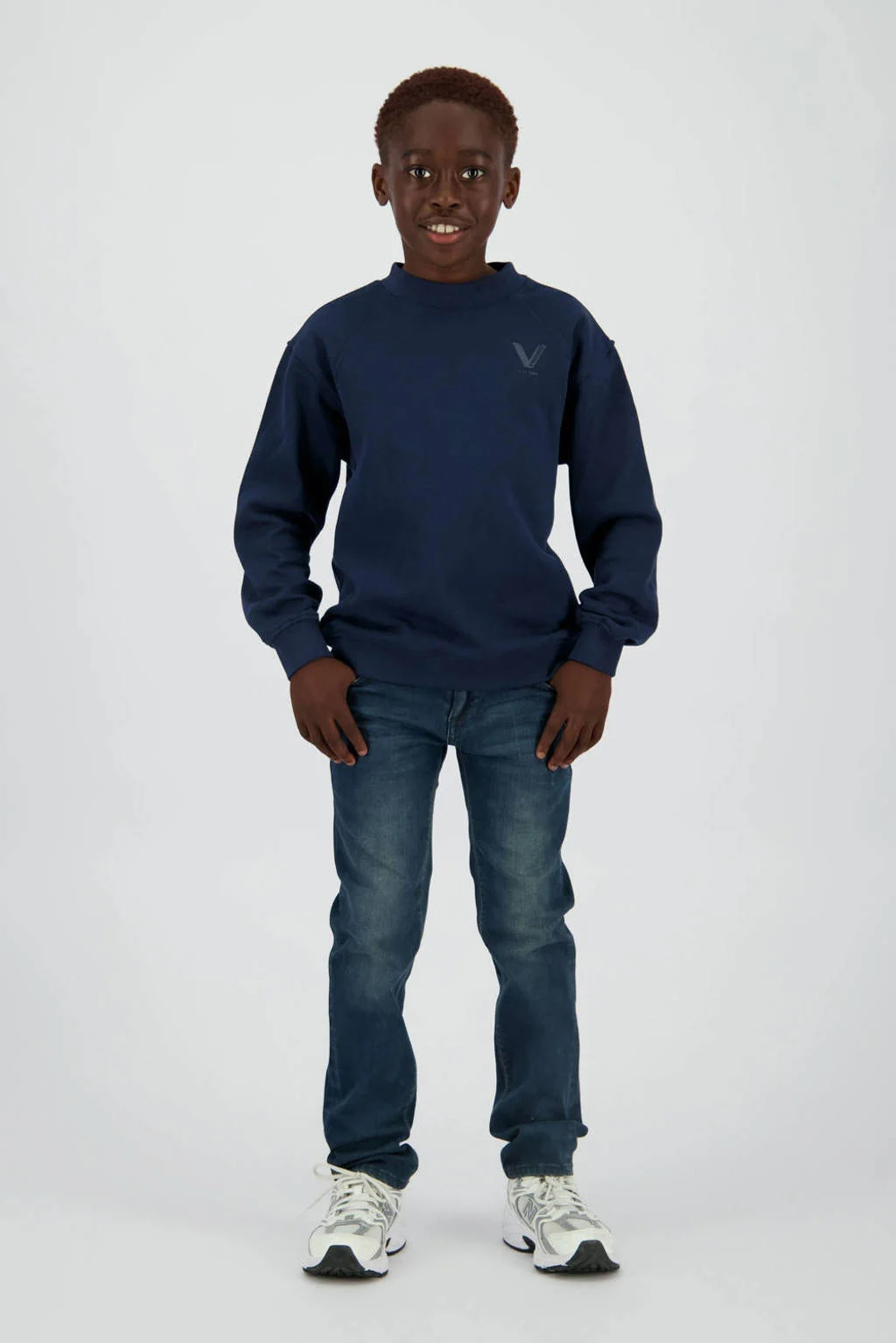 Vingino sweater donkerblauw rib gebreid