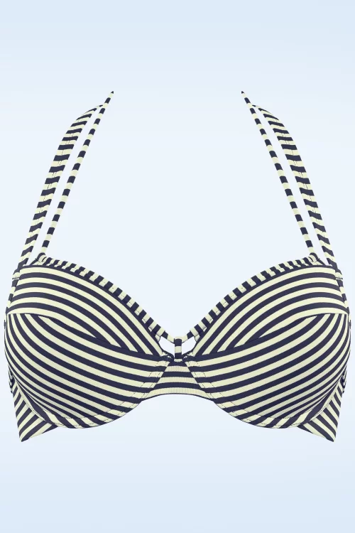 Marlies Dekkers Holi Vintage balkon bikinitop in blauw en ecru