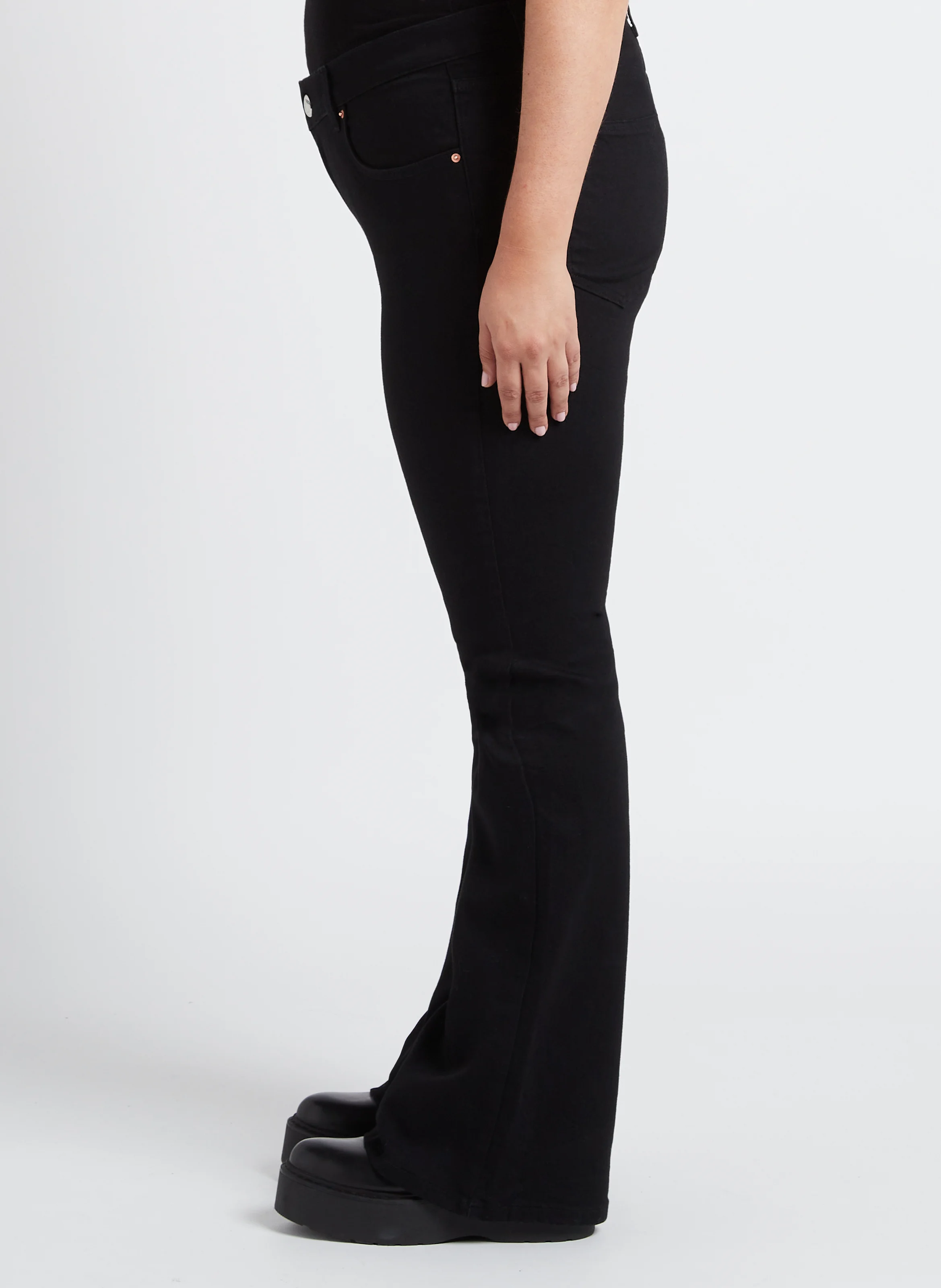 Jean boot-cut en coton mélangé | Noir