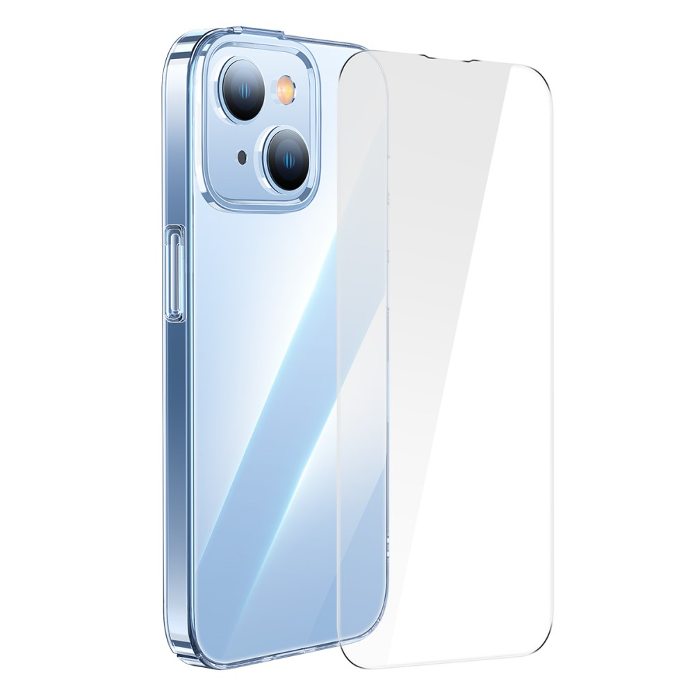 iPhone 14 Crystal Hardcase Hülle Ultra Thin mit Kameraschutz   Display Panzerglas - Transparent