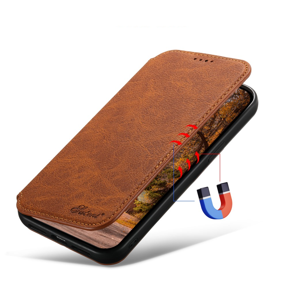 iPhone 14 Pro Max MagSafe Leder Tasche Flip Wallet Cover mit Kartenfächer - Hellbraun