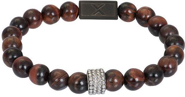 iXXXi - Lee - Armband - Gun Color - Rood Bruine Tiger-Eye Kralen