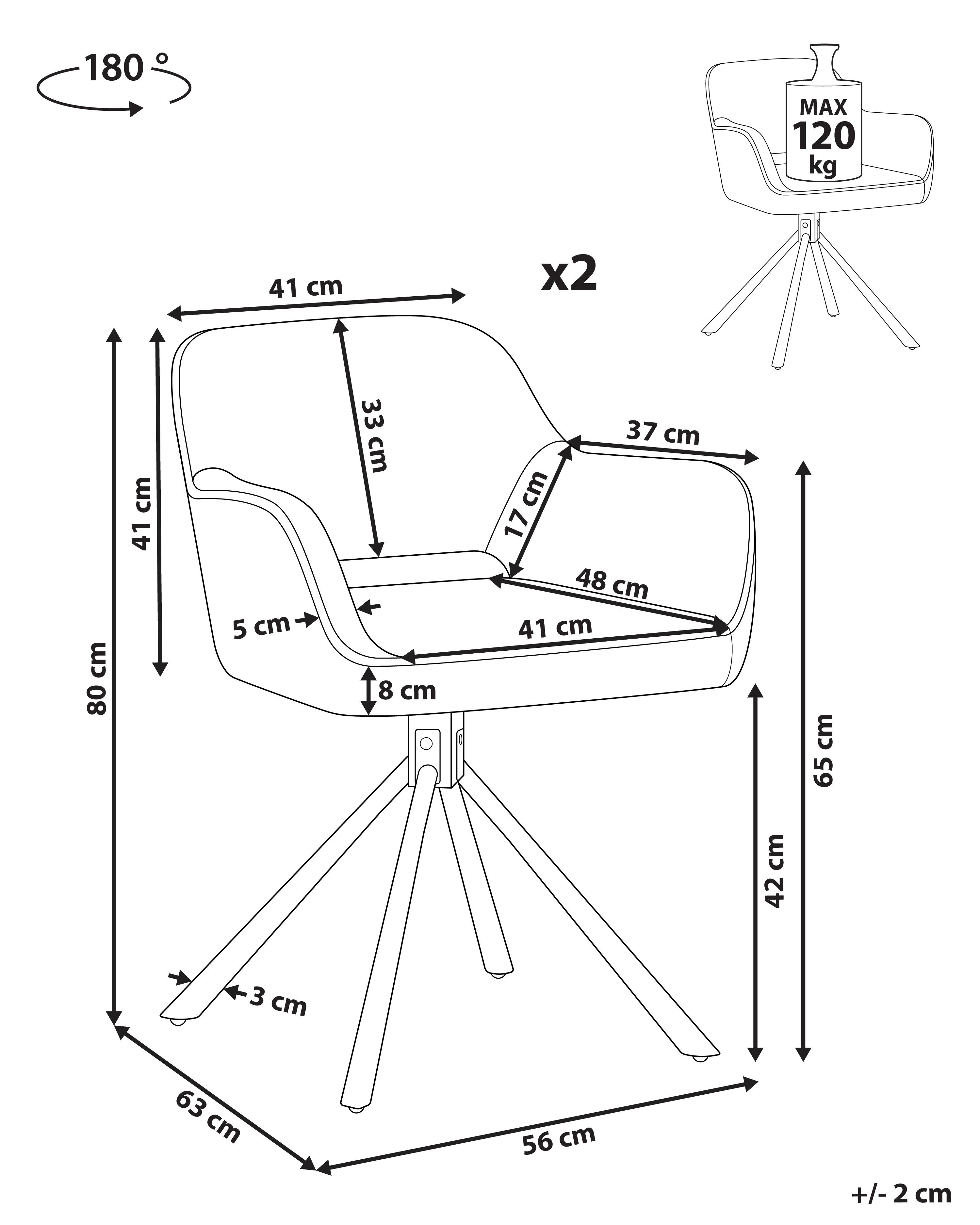 Set van 2 eetkamerstoelen draaibaar LOURES Donkergroen