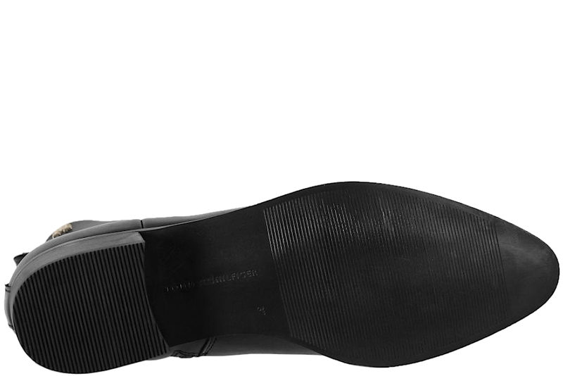 TOMMY HILFIGER LOW COWBOY FLAT LEATHER BLACK