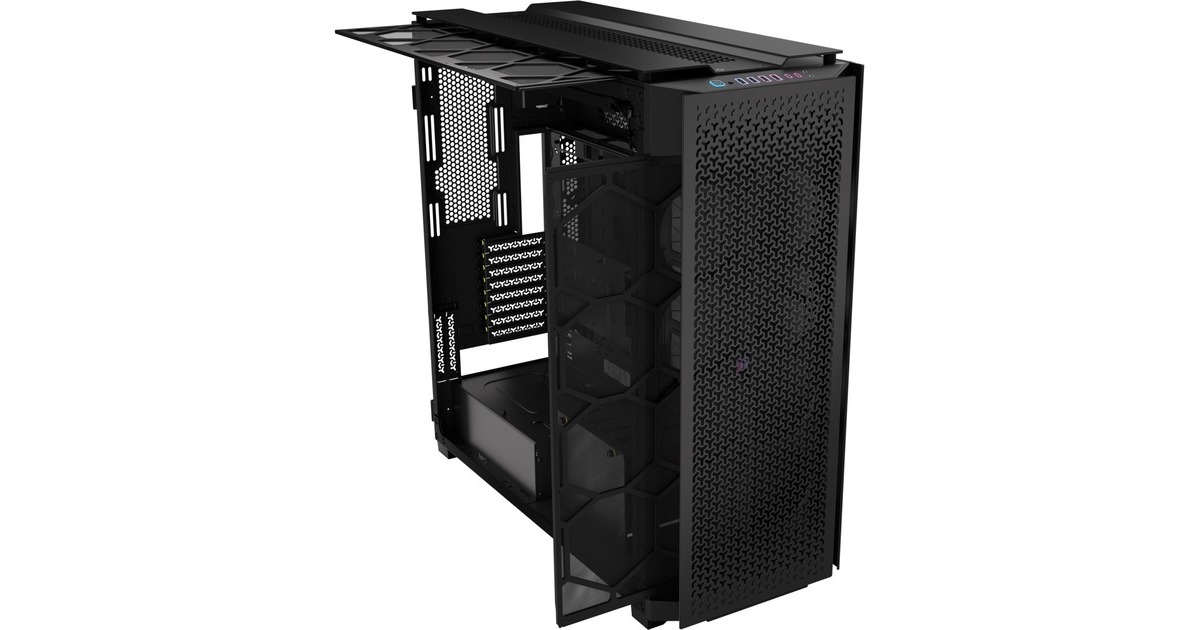 CorsairiCUE LINK 9000D RGB AIRFLOW big tower behuizing  (Zwart | 4x USB-A | 2x USB-C | Tempered Glass)