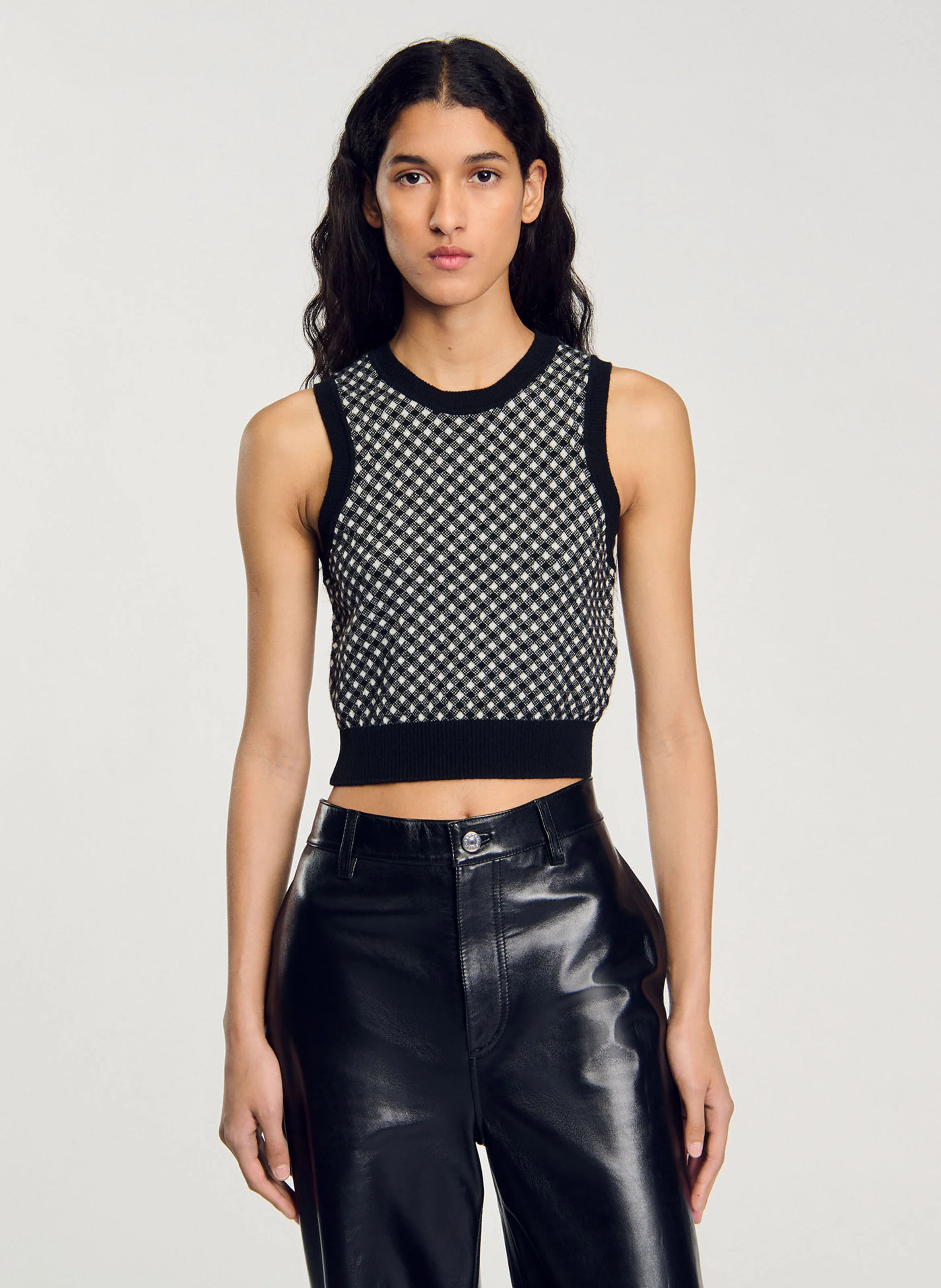 Pull col rond en laine mélangée | Noir