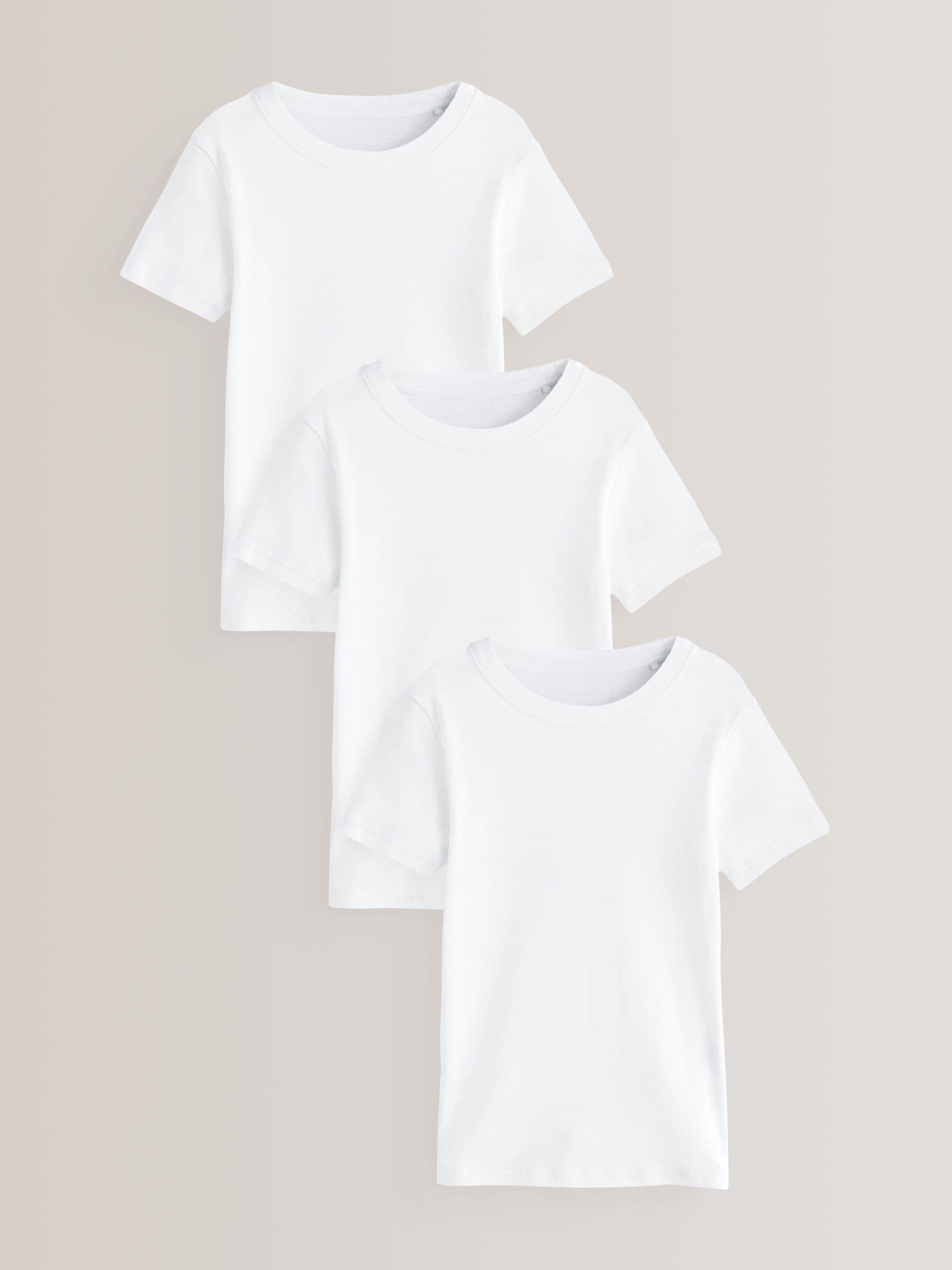 Wit - Verpakking van 3 100% katoenen shirts met korte mouwen (1,5-16jr)
