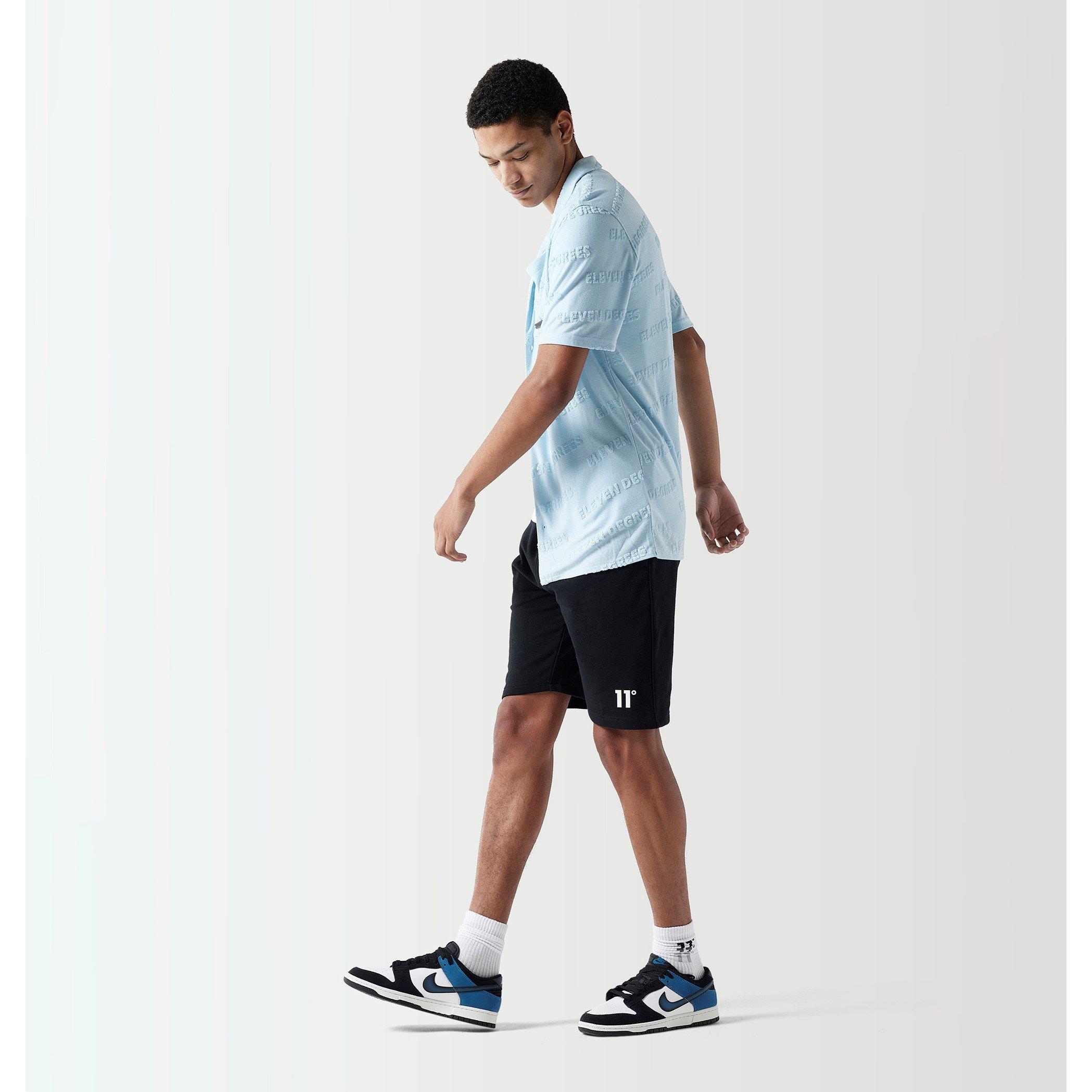 11 Degrees 11D Embossed Towelling Shirt Ice Blue
