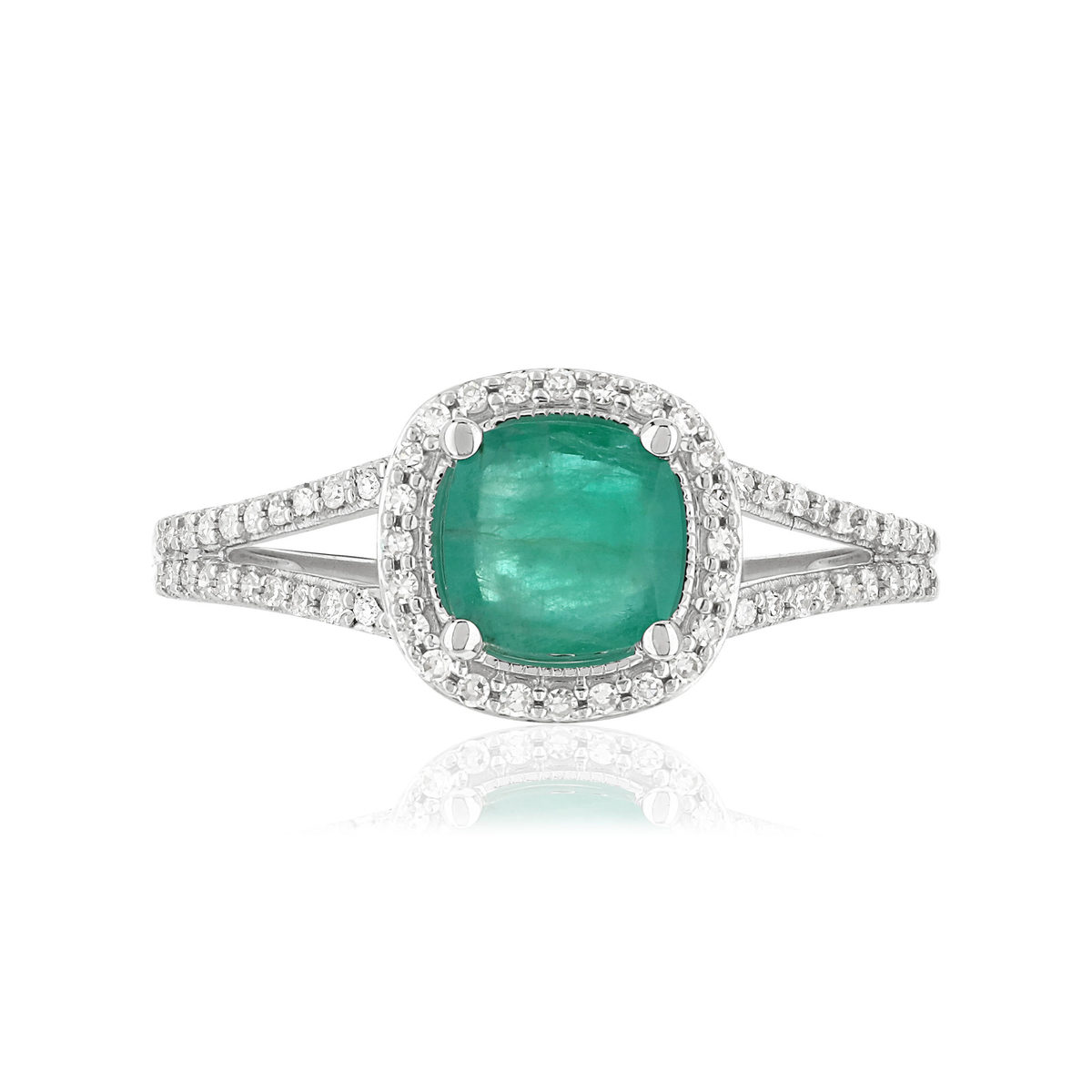 Bague MATY Or 750 blanc Emeraude et Diamants