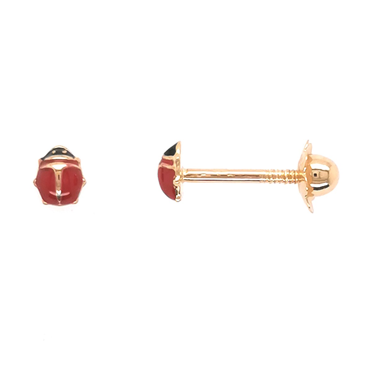 Boucles d'oreilles petites coccinelles or 18 carats