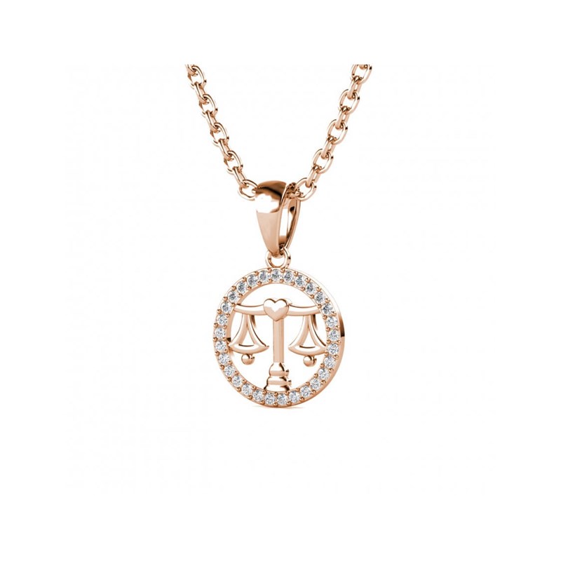 Pendentif Zodiaque Balance - Or Rosé et Cristal