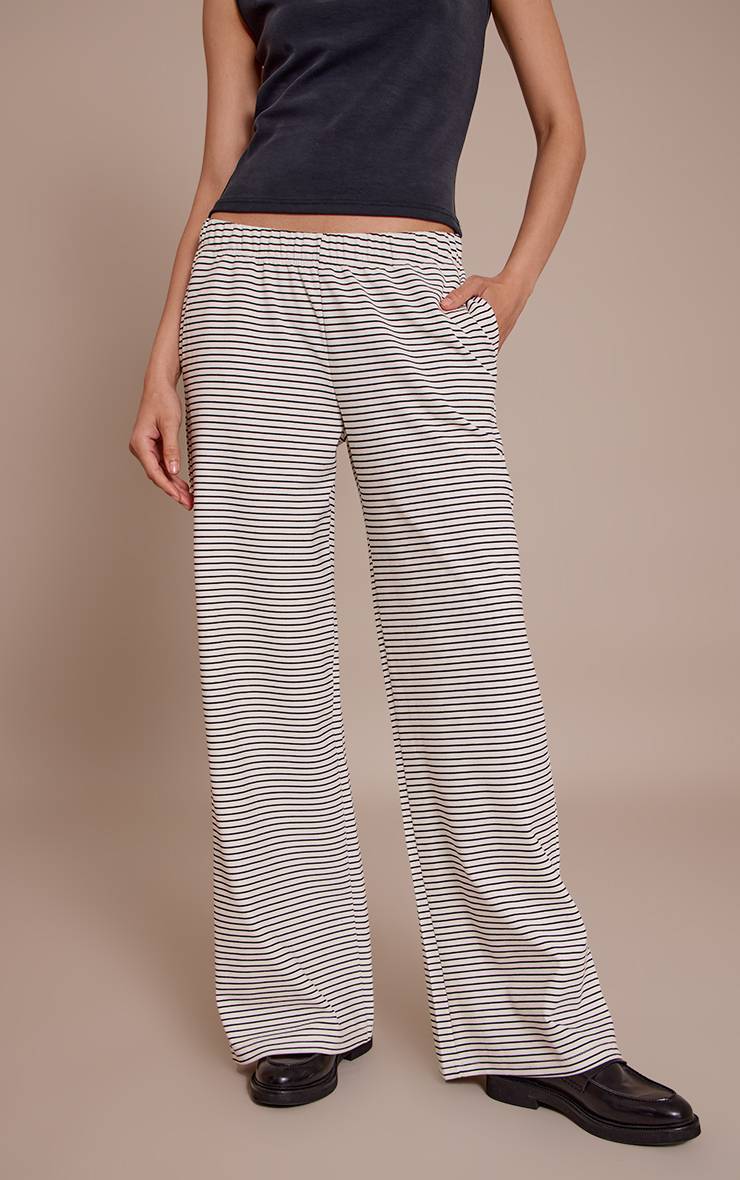 Monochrome Pantalon Large À Rayures En Coton Épais Avec Cordon De Serrage