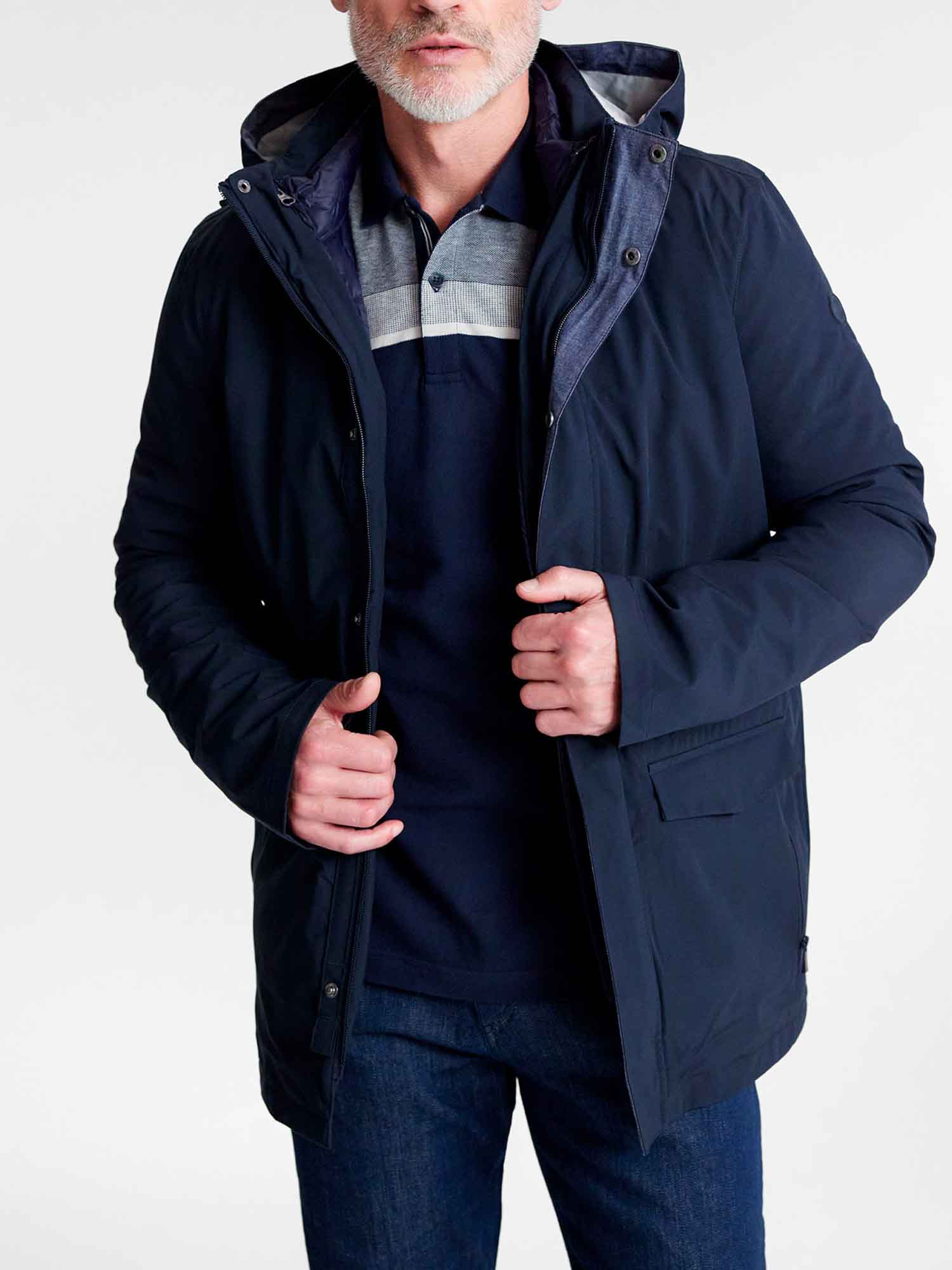 Parka Homme 3 en 1 Matières Recyclées Imperméable Marine