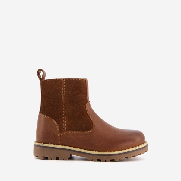Groot leren jongens Chelsea boots cognac/bruin