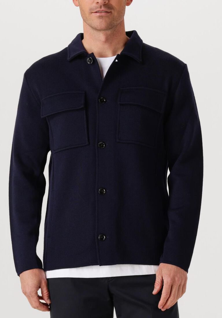 donkerblauwe lardini overshirt giacca maglia uomo