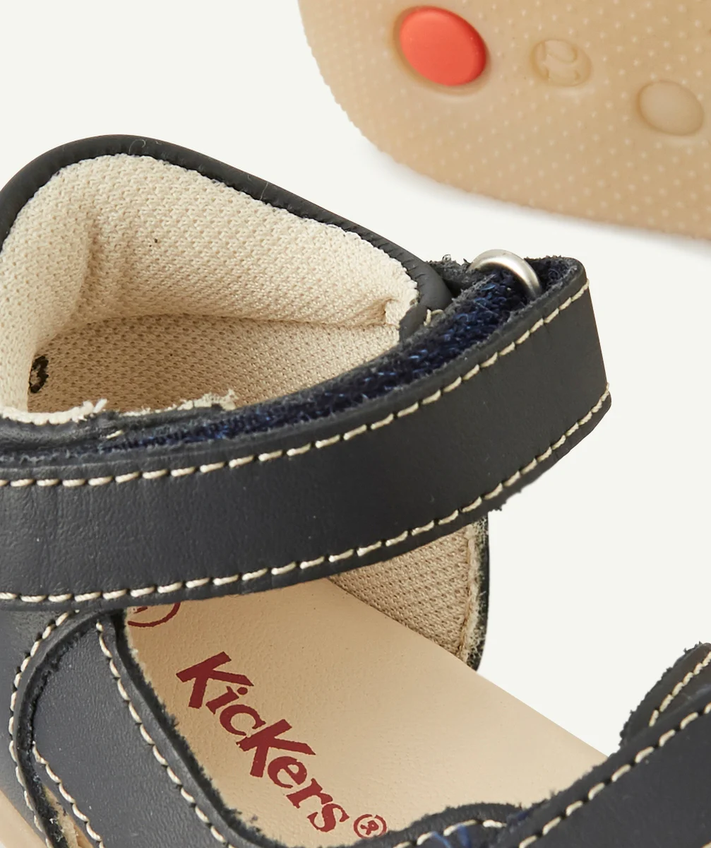 KICKERSLES SANDALES BINSIA EN CUIR BLEU MARINE