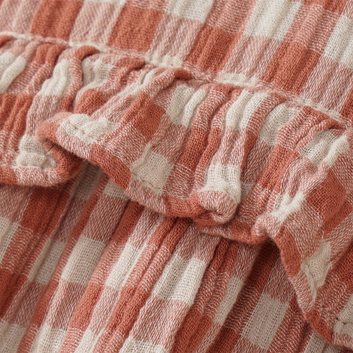 Topomini Pure Collection Baby Musselin-Kleid mit Karo-Muster terracotta / beige