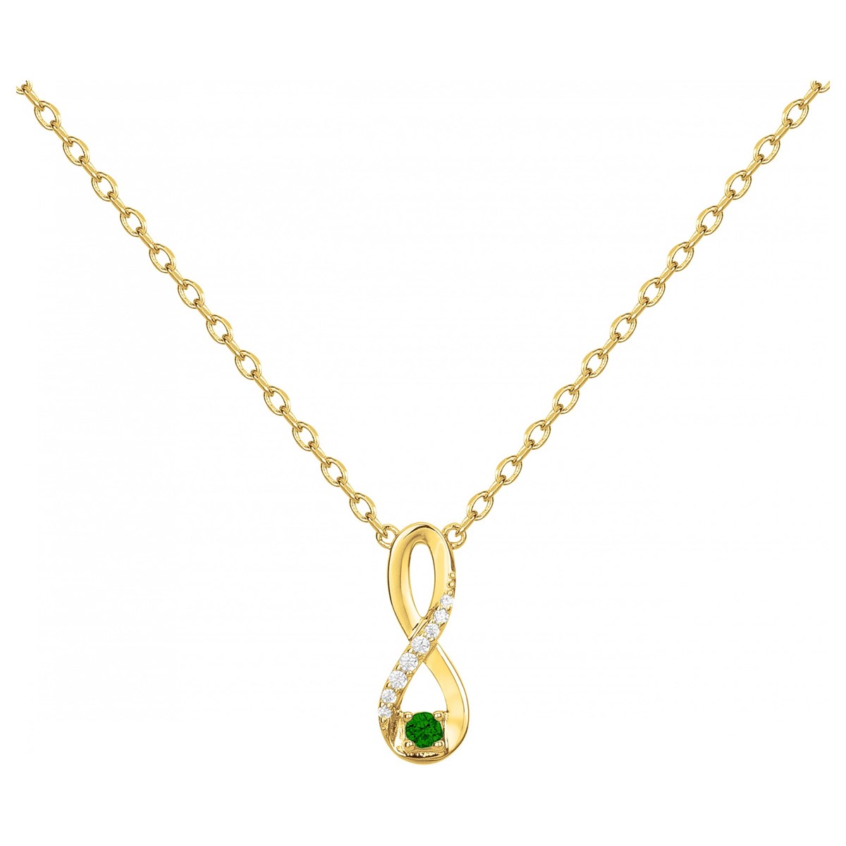 Collier mono-motif en Plaqué Or avec oxyde de zirconium vert emeraude