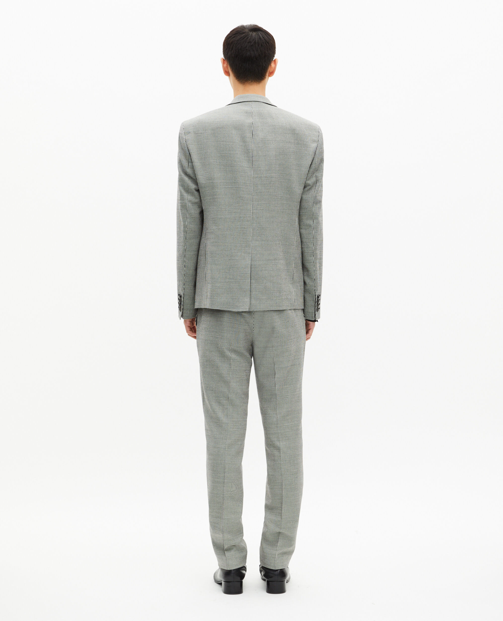Veste de costume en pied de poule noir et blanc