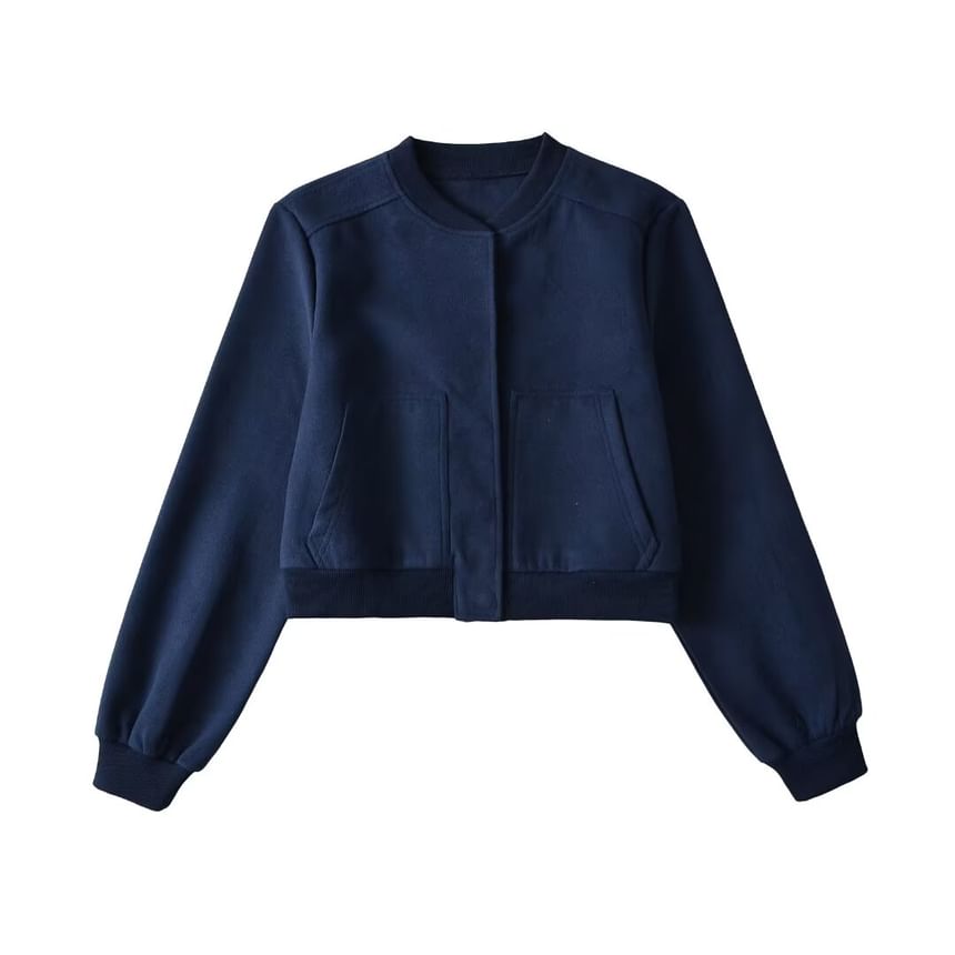 Hollahop - Effen cropped bomberjack met knopen
