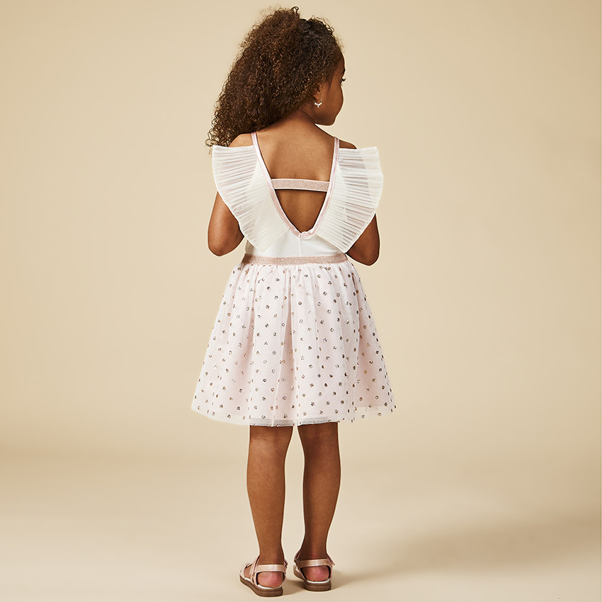 Robe de cérémonie avec ailes et tulle pailleté pour fille