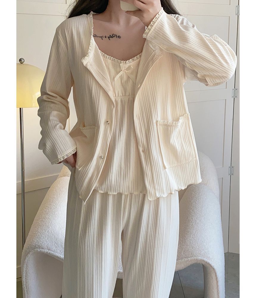 Dazzli - Pyjamatop met kanten rand / Licht jasje / Broek / Shorts / Set