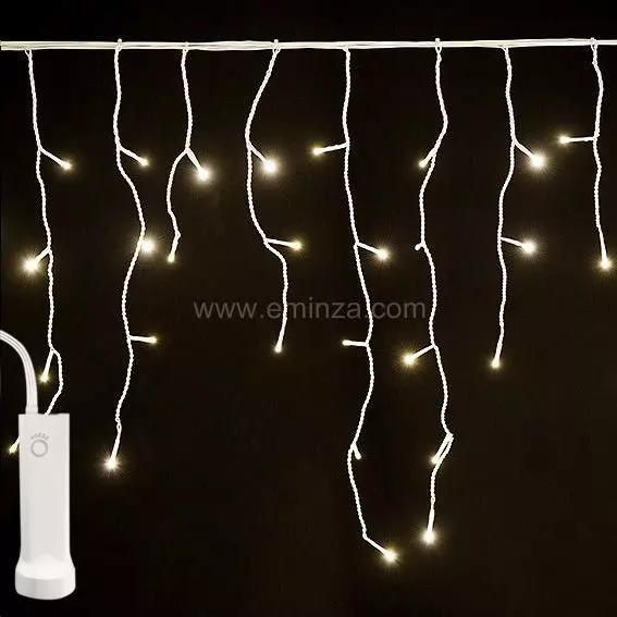 Stalactite lumineuse à piles 7 m 192 LED Durawise Blanc chaud