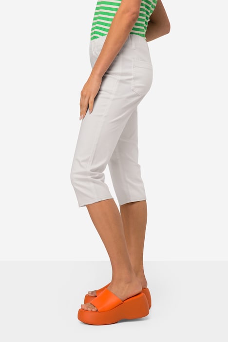 Caprihose, Jeggings, Fransensaum, Elastikbund, mit recycelten Materialien