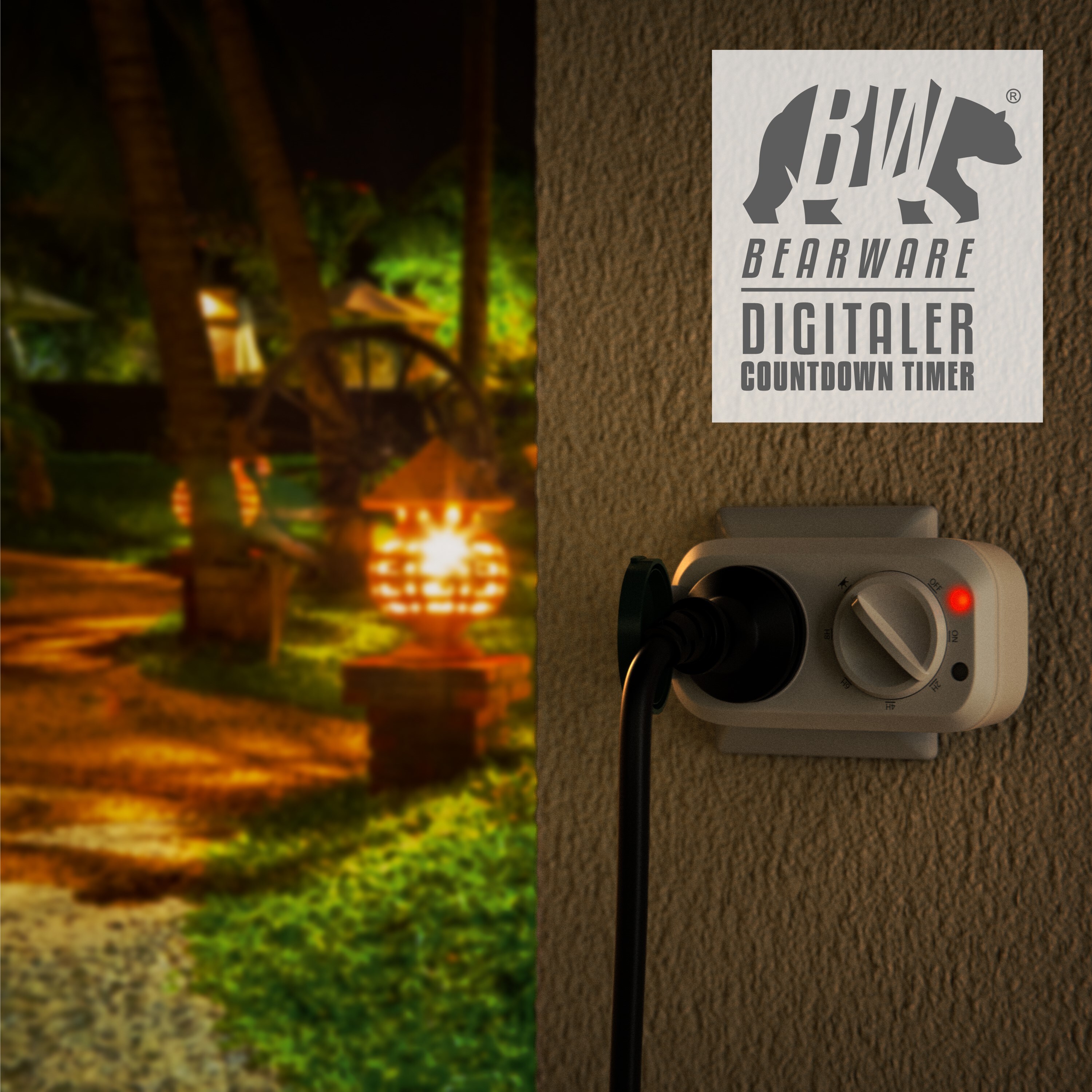 CSL Outdoor Countdown Timer mit Dämmerungsschalter - Zeitschaltuhr mit Schutzkappe
