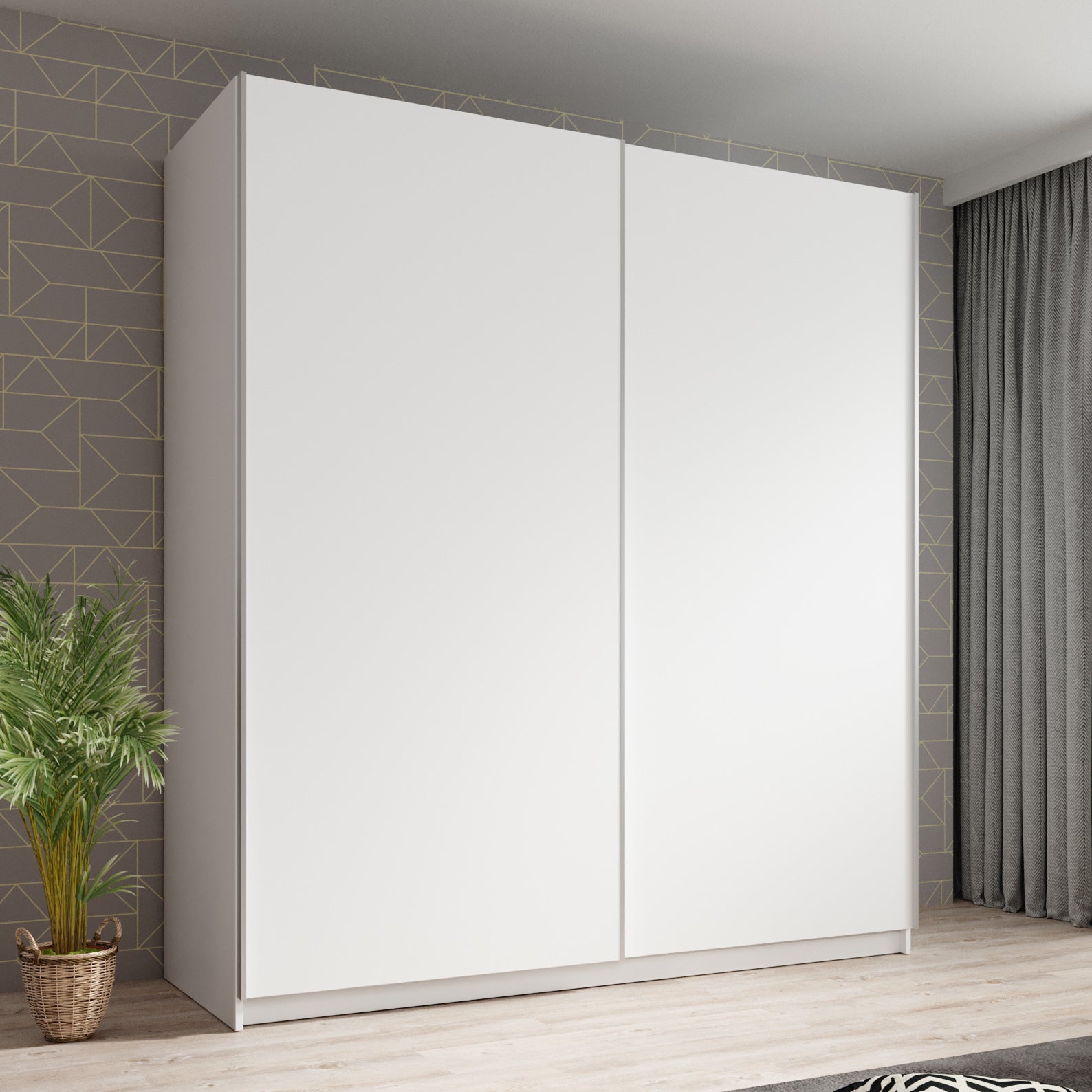 Ganaro - Kledingkast met schuifdeuren - Wit - 180x62x198 cm