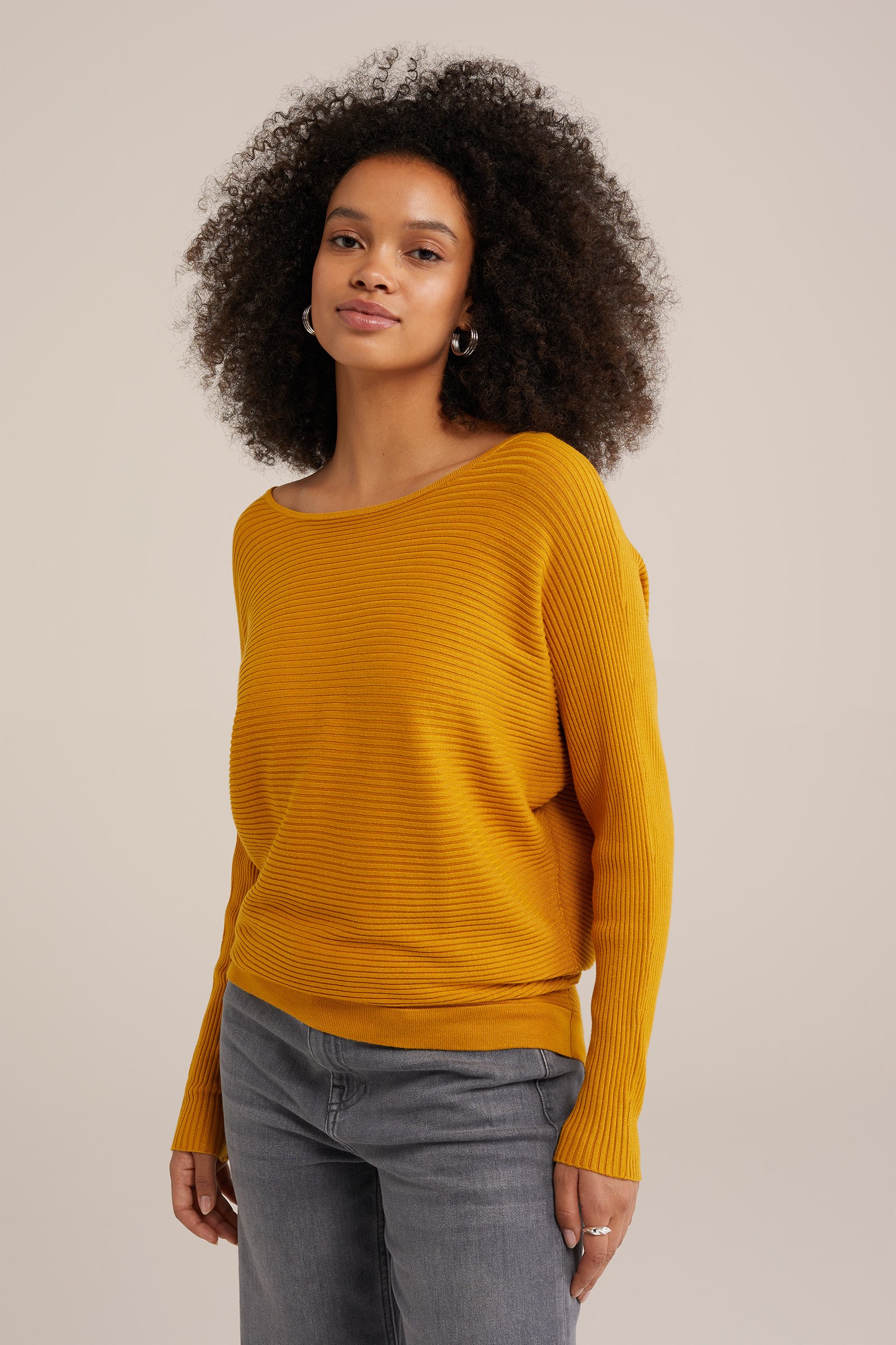 geribde trui WE Fashion Mosterdgeel