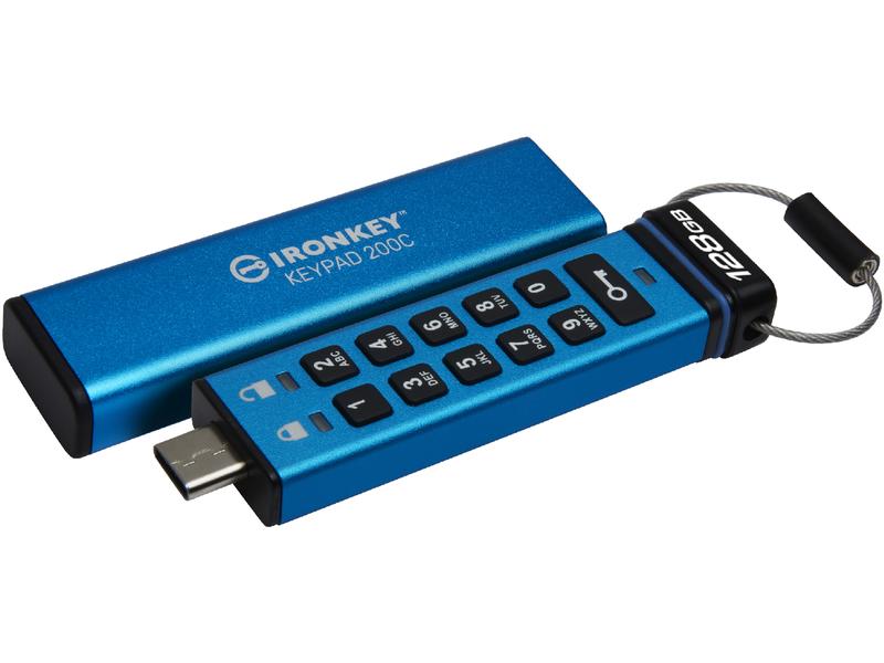 Kingston USB-Stick IronKey Keypad 200C 128 GB Verschlüsselter USB Typ-C Stick mit Tastatur