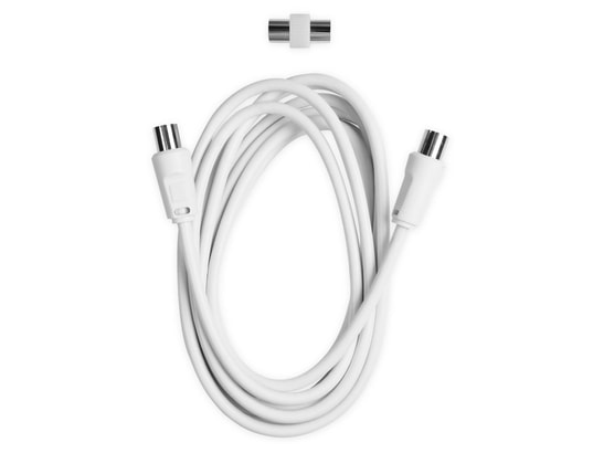 EKON - Câble antenne TV 3m - 9.5mm mâle/femelle + adaptateur 75dB