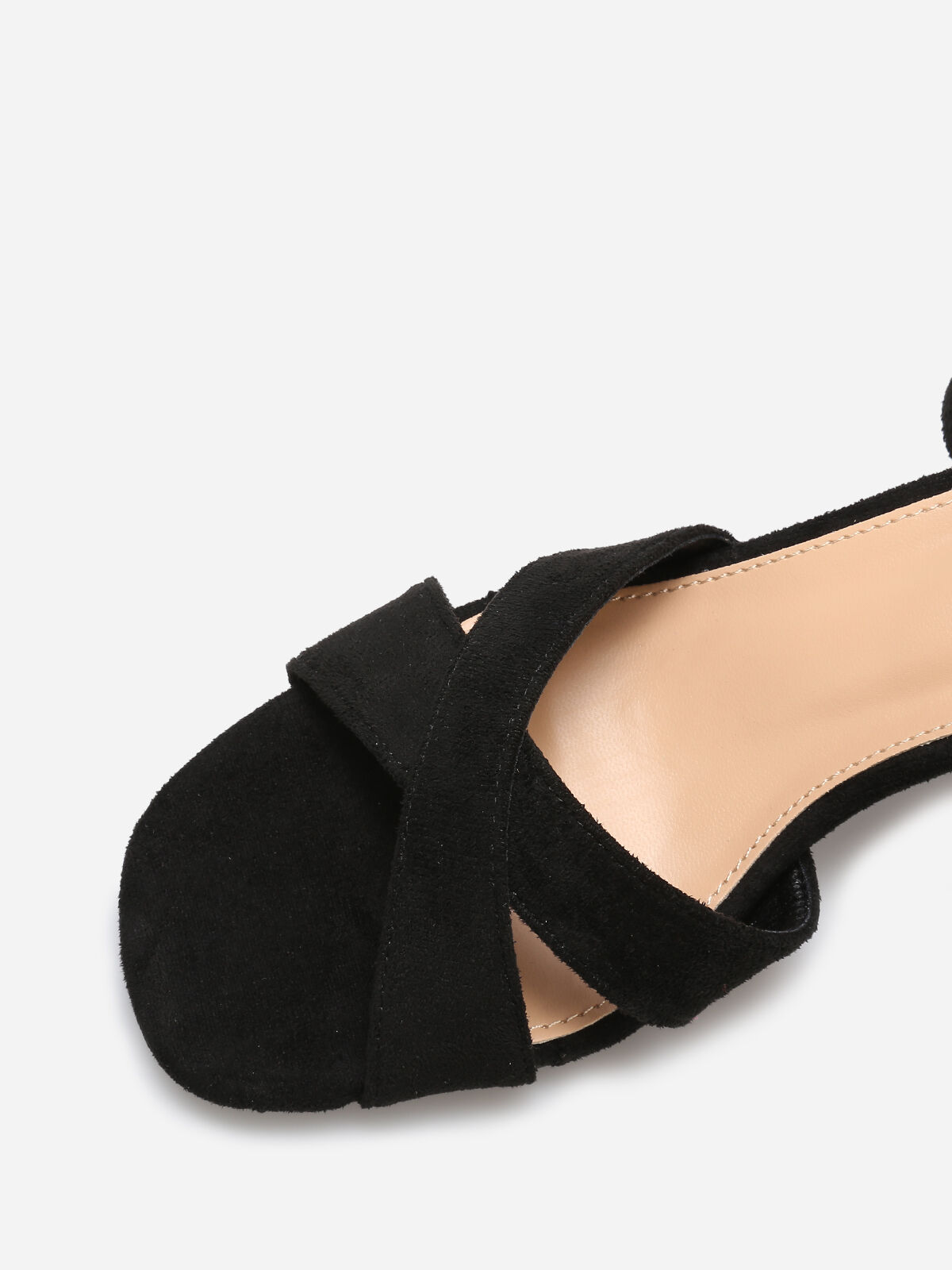 Sandales en suédine à brides croisées- Noir