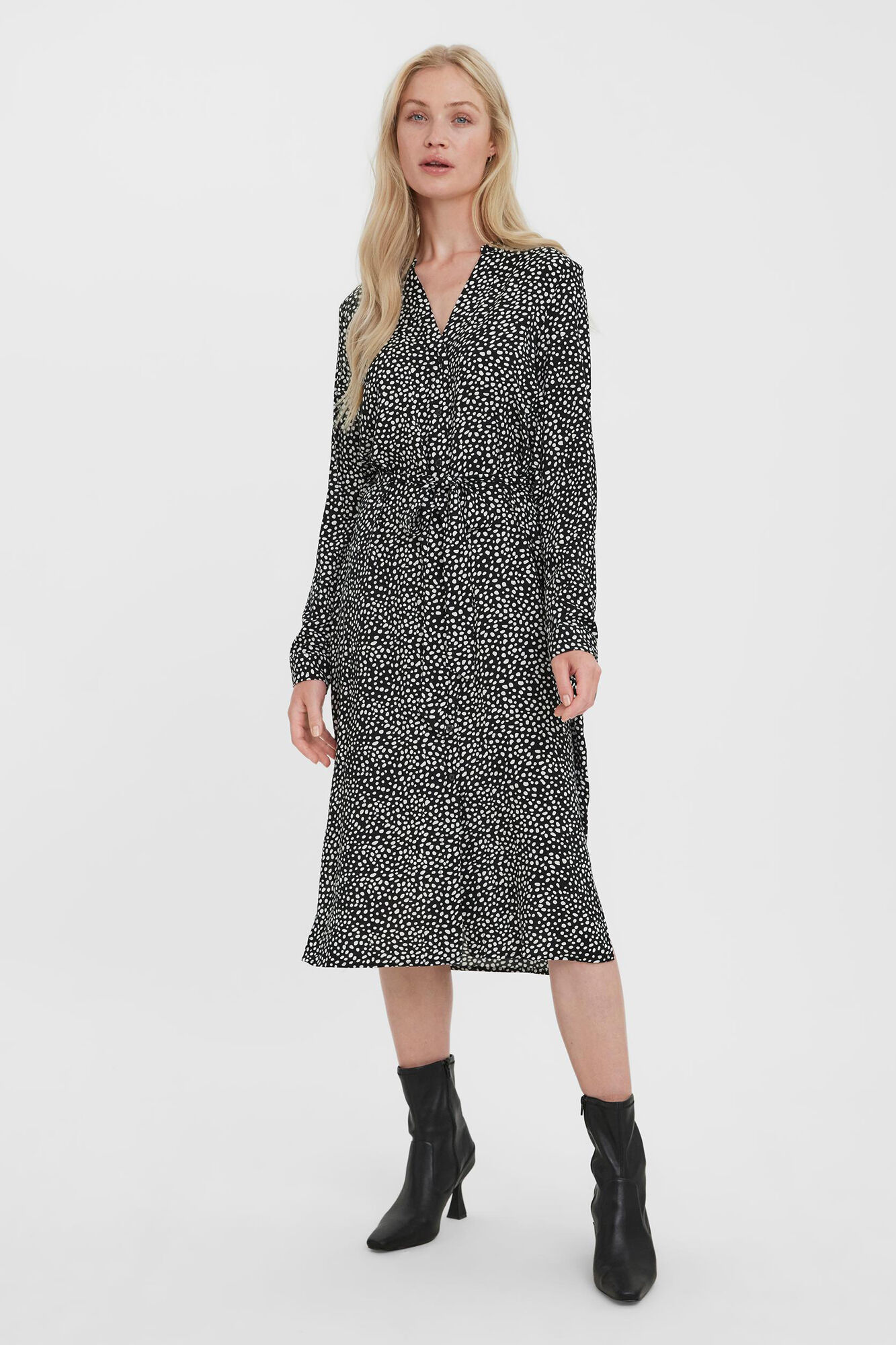 Vestido camisa estampado - Preto