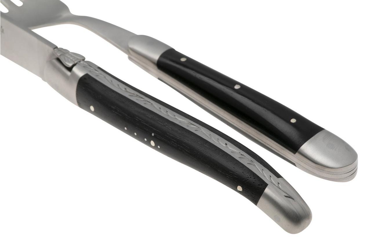 Forge de Laguiole Knife and Fork TF2MINEB Ebony, 2-delige bestekset, gematteerd
