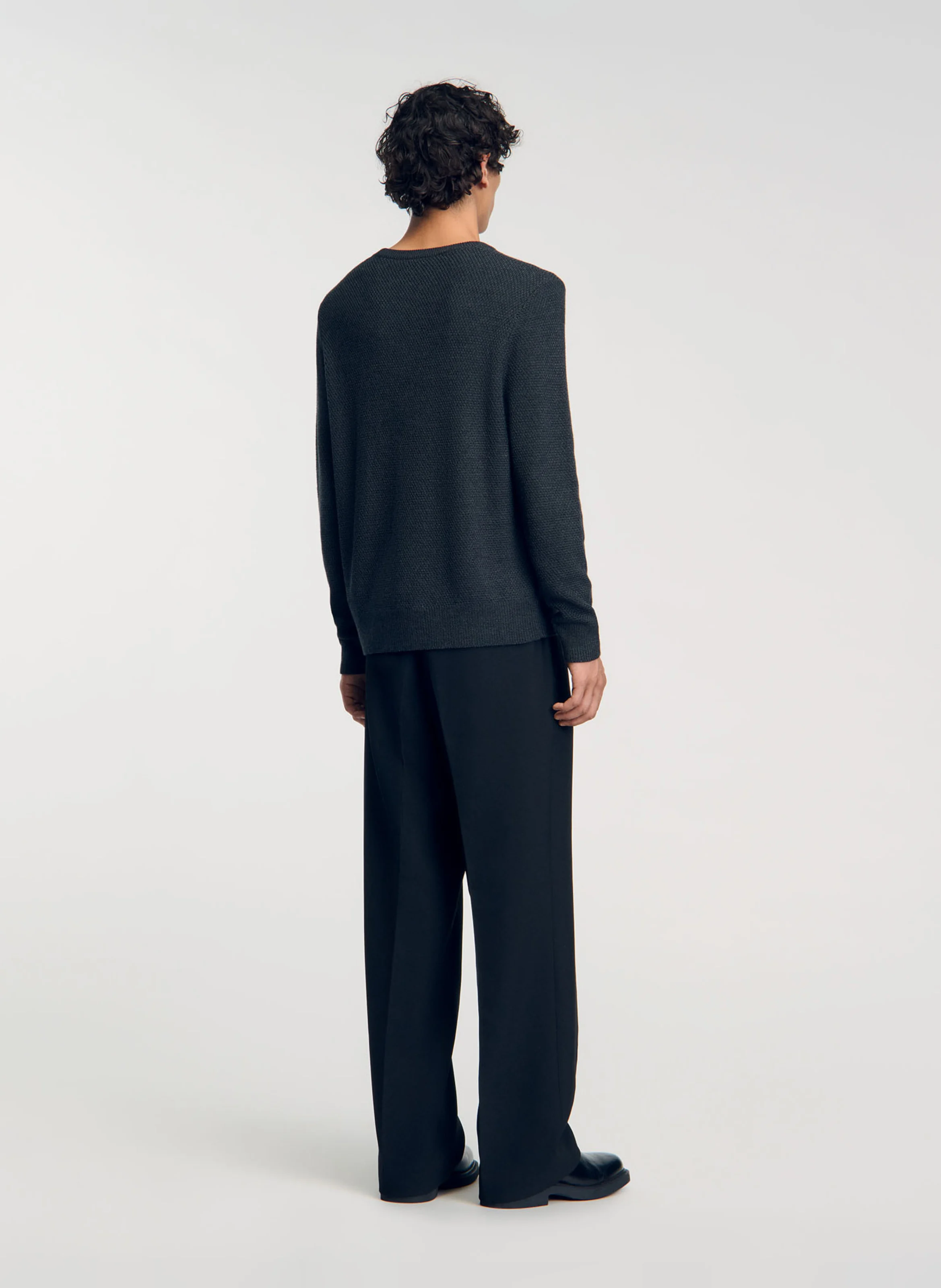 Pull col rond regular fit en laine mélangée | Gris