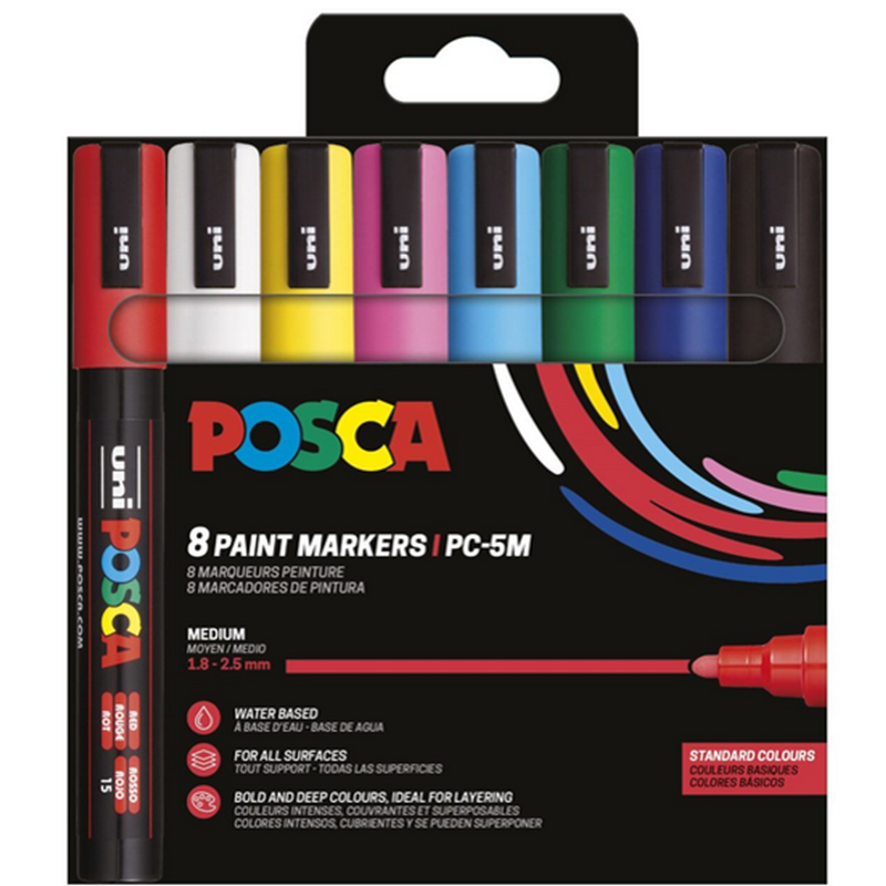 POSCA<br>Tusser POSCA PC-5M 8-sæt