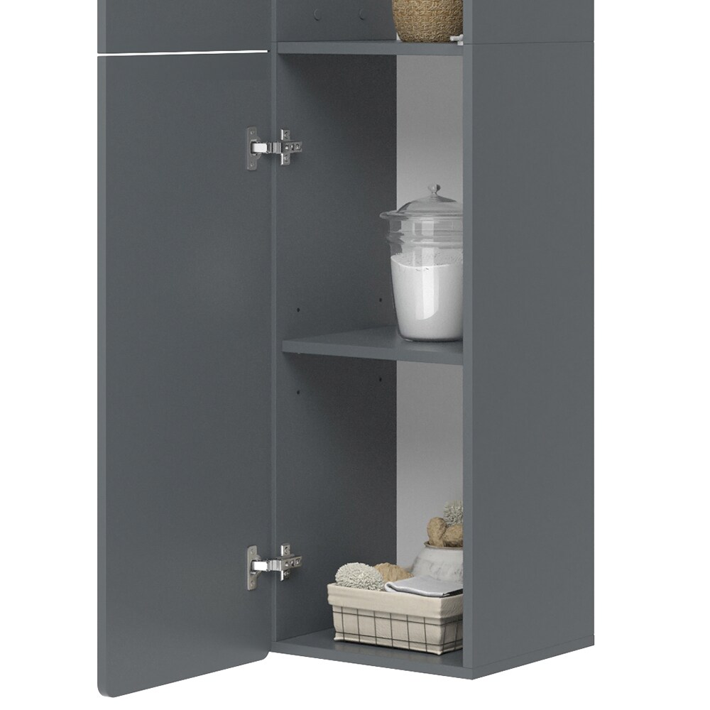 Vicco Hochschrank Izan Grau 37 x 172 cm Badezimmer 2 Türen