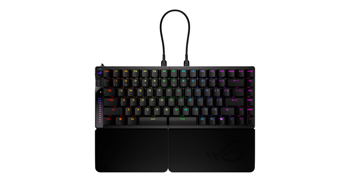 ASUSROG Falcata, gaming toetsenbord  (Zwart, US lay-out, ROG HFX V2, 75%, RGB, USB-C / 2.4GHz / Bluetooth 5.0)