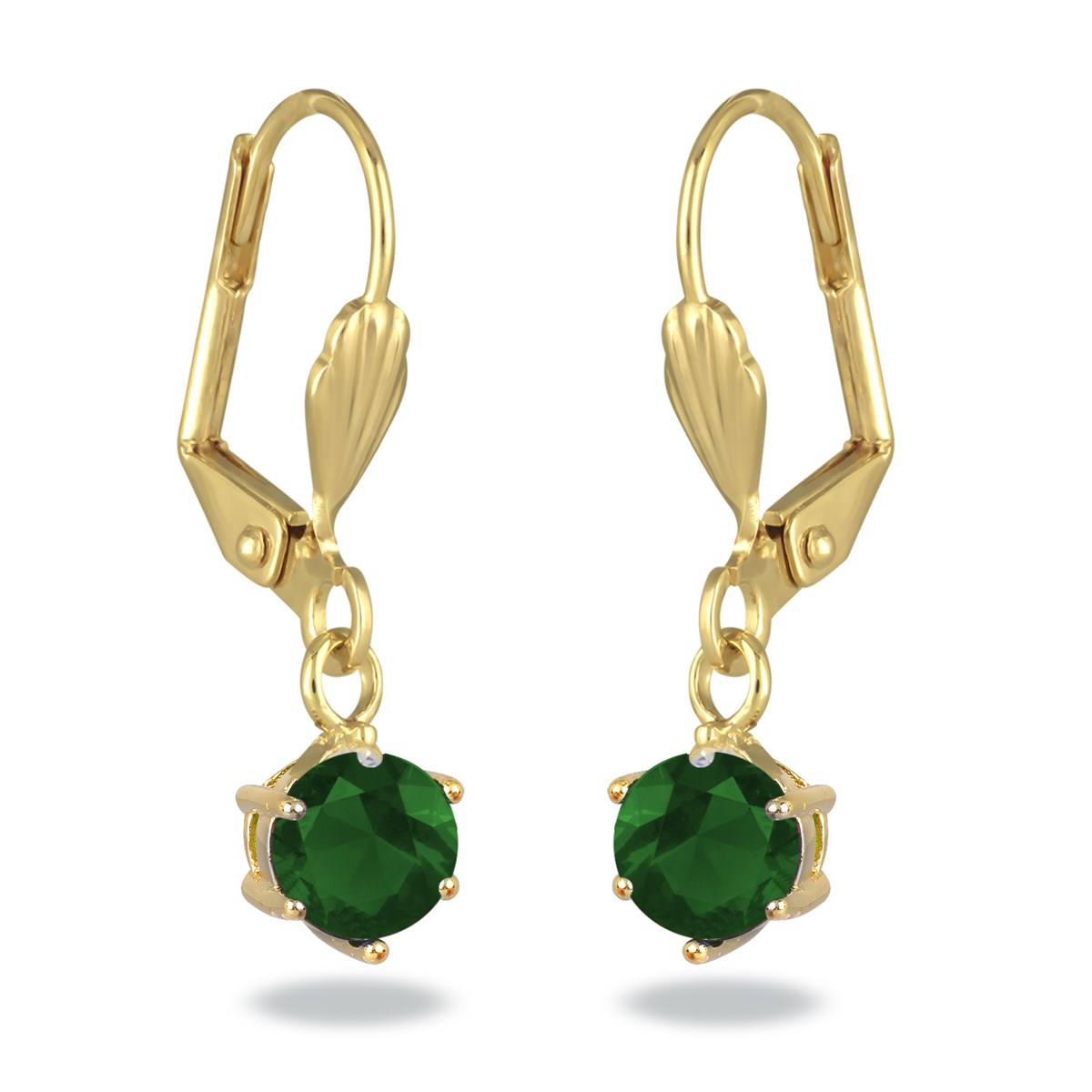 Boucles d'oreille plaqué or dormeuses et cubic zirconia vert