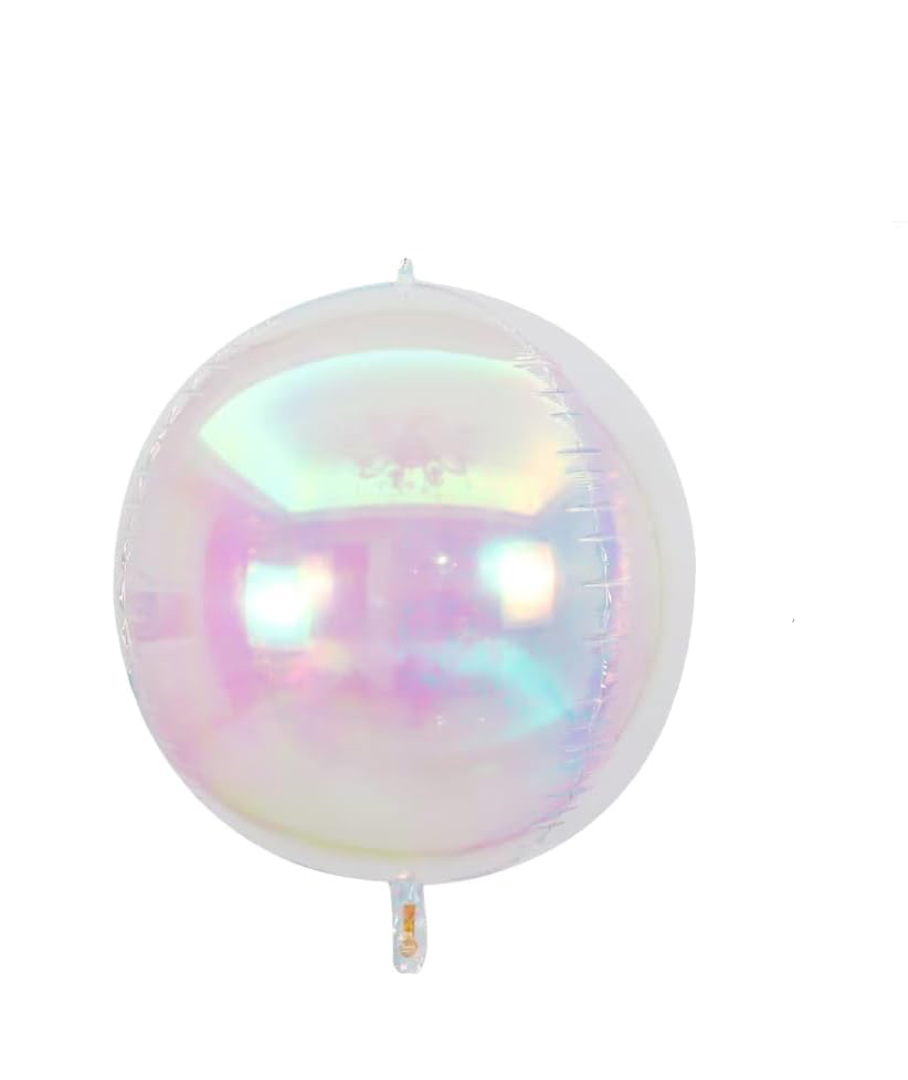 (6er Set) Ø45cm Runder Party Deko Folien Ballon Seifenblasen Luftballon - Irisierend