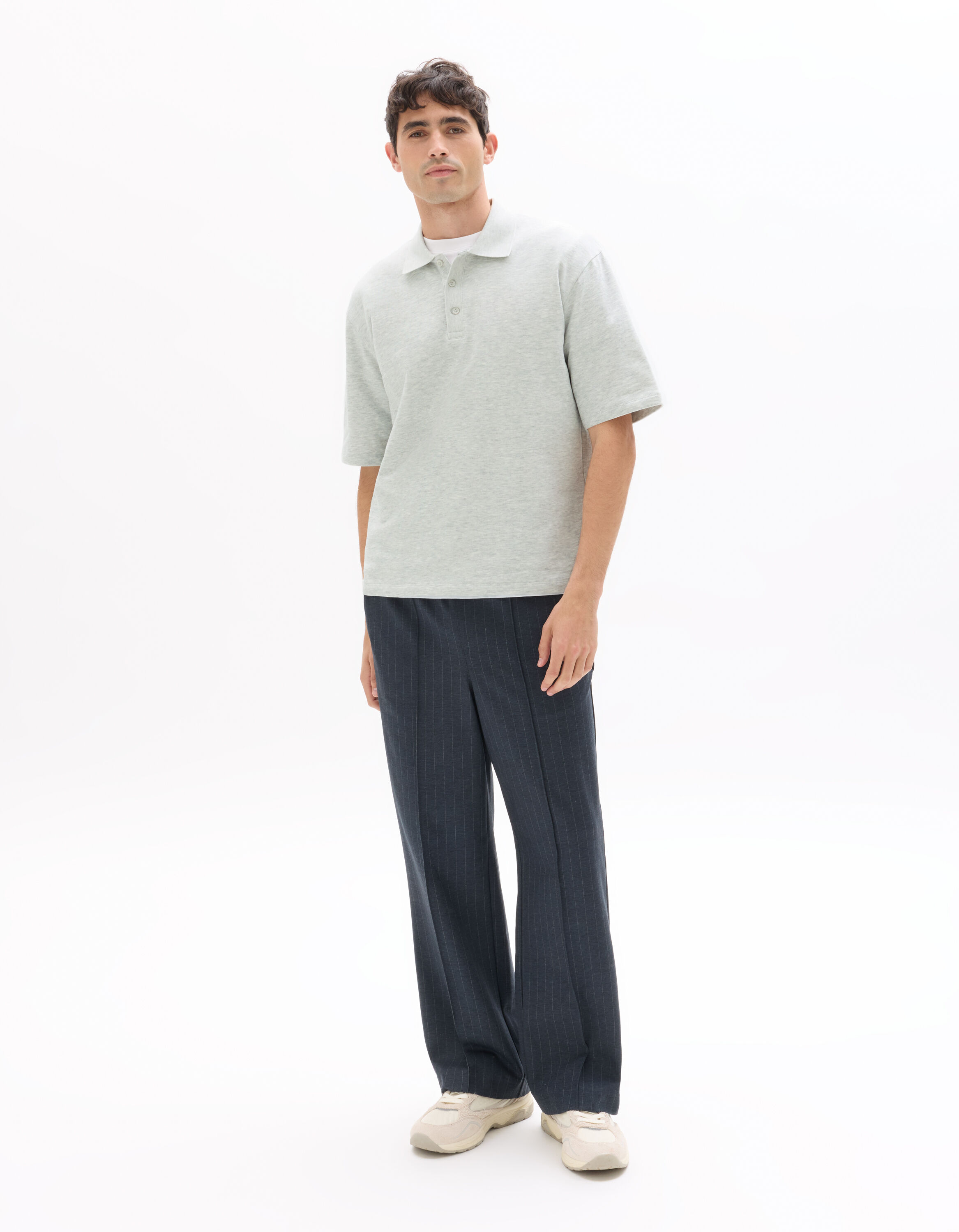 Pantalon 24H loose rayé stretch - marine