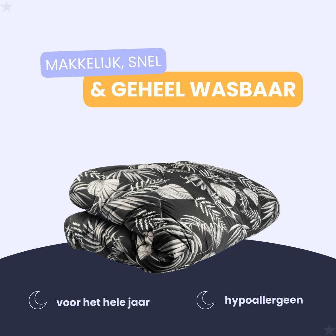 HappyBed Black leaves All year dekbed - 240 x 220 cm