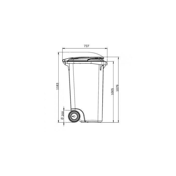 Afvalcontainer 240 liter grijs met oranje deksel en voetbediening (6151801588519)