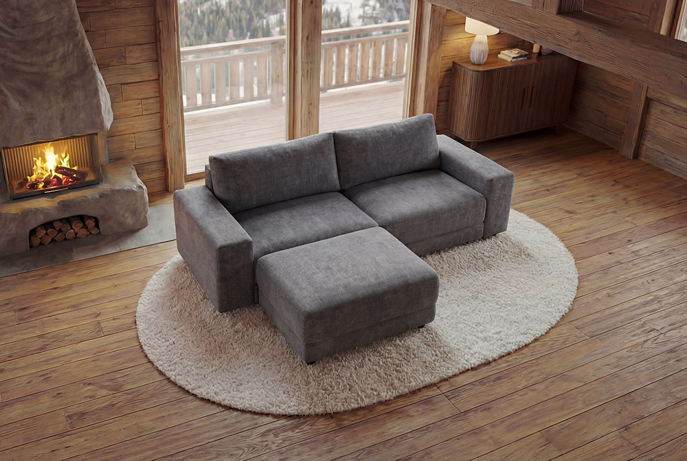 Großes Sofa LOFT 210cm grau Vogue Velours Samt 3-Sitzer Couch Taschenfederkern