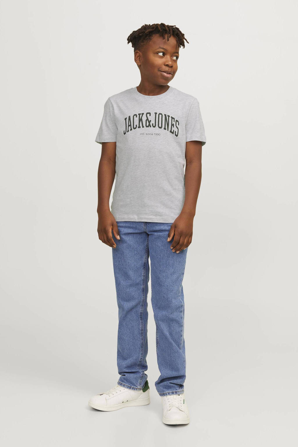 JACK & JONES T-shirt JJEJOSHmet tekst grijs