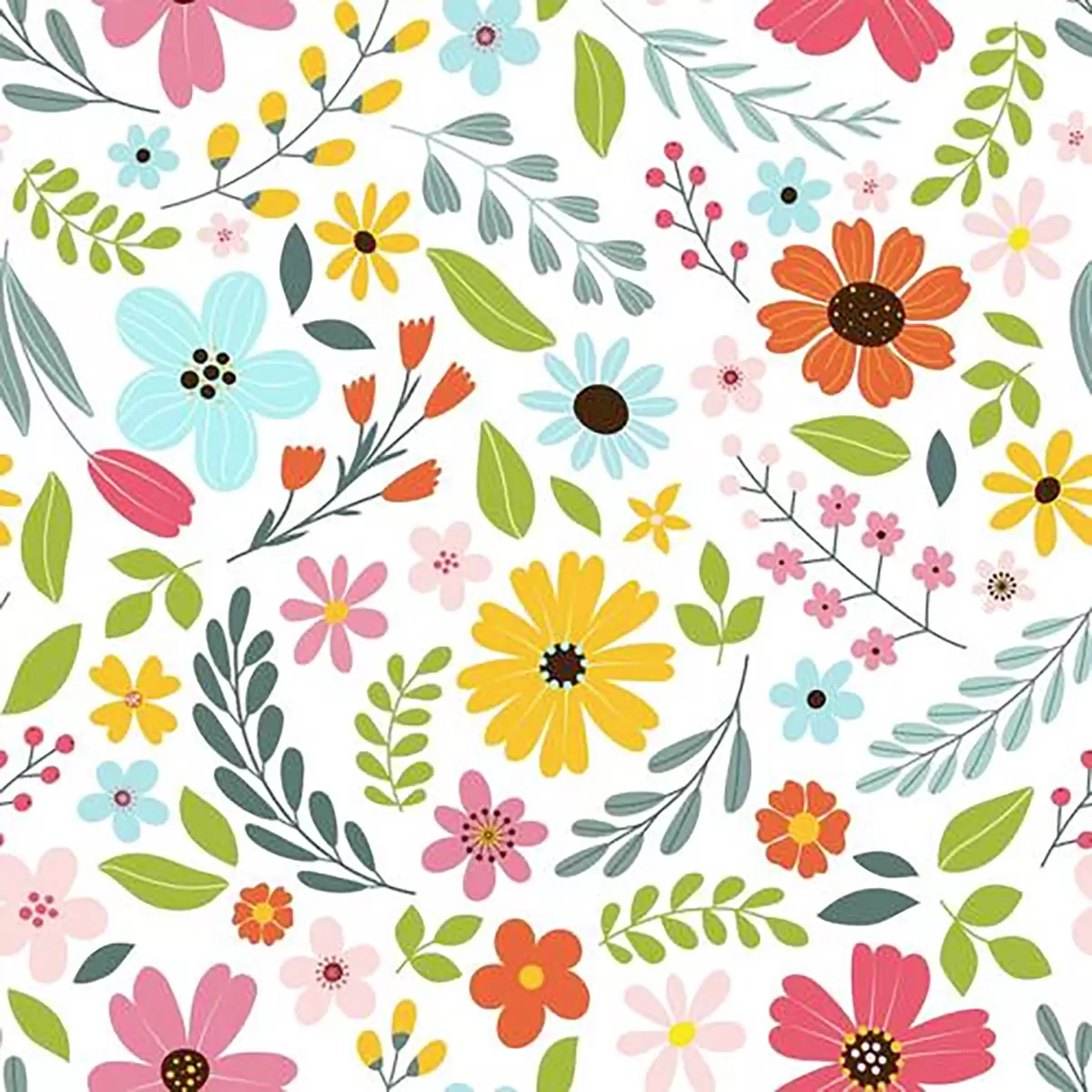 Serviette Spring Flowers bunt,weiss